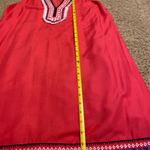 Mud Pie Women's Sleeveless Sundress Dress Sz.L Hot Pink with Blue and Cream Trim - Picture 13 of 16